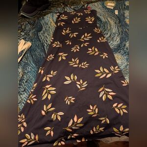 Pact Navy Floral Maxi Dress with Pink & Yellow Leaves